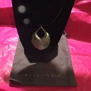 Silpada Sterling & black leather Badge of Beauty